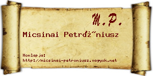 Micsinai Petróniusz névjegykártya